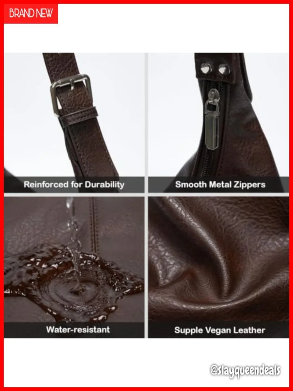 Large Vegan Leather Hobo Bag for Women Slouchy Shoulder Purse Work Handbag with